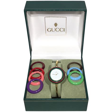 gucci interchangeable bezel watch price|vintage gucci watch with bezels.